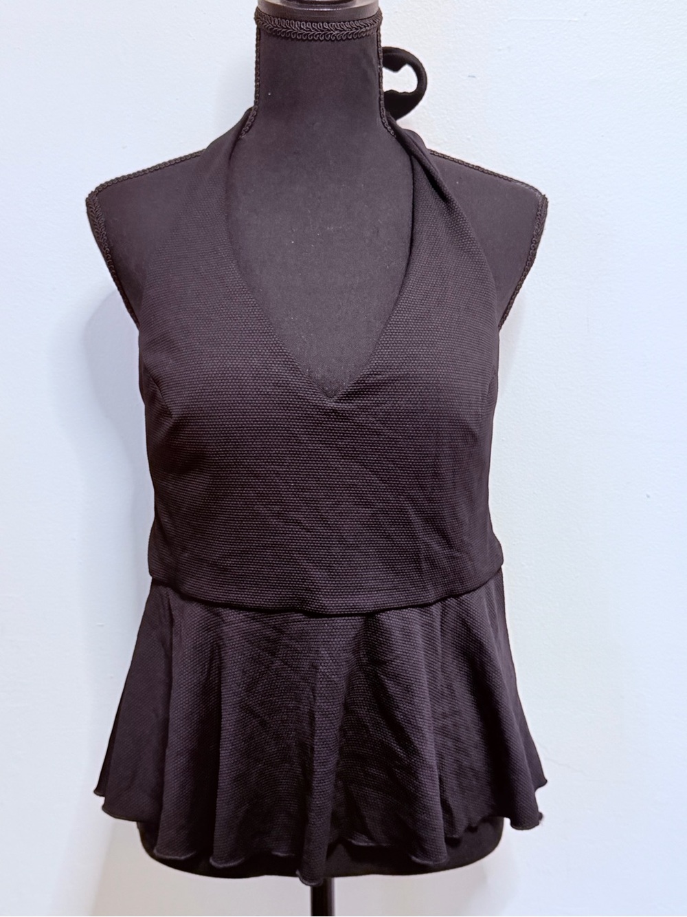 SPANX Black Halter Peplum Camisole Swim Top Large